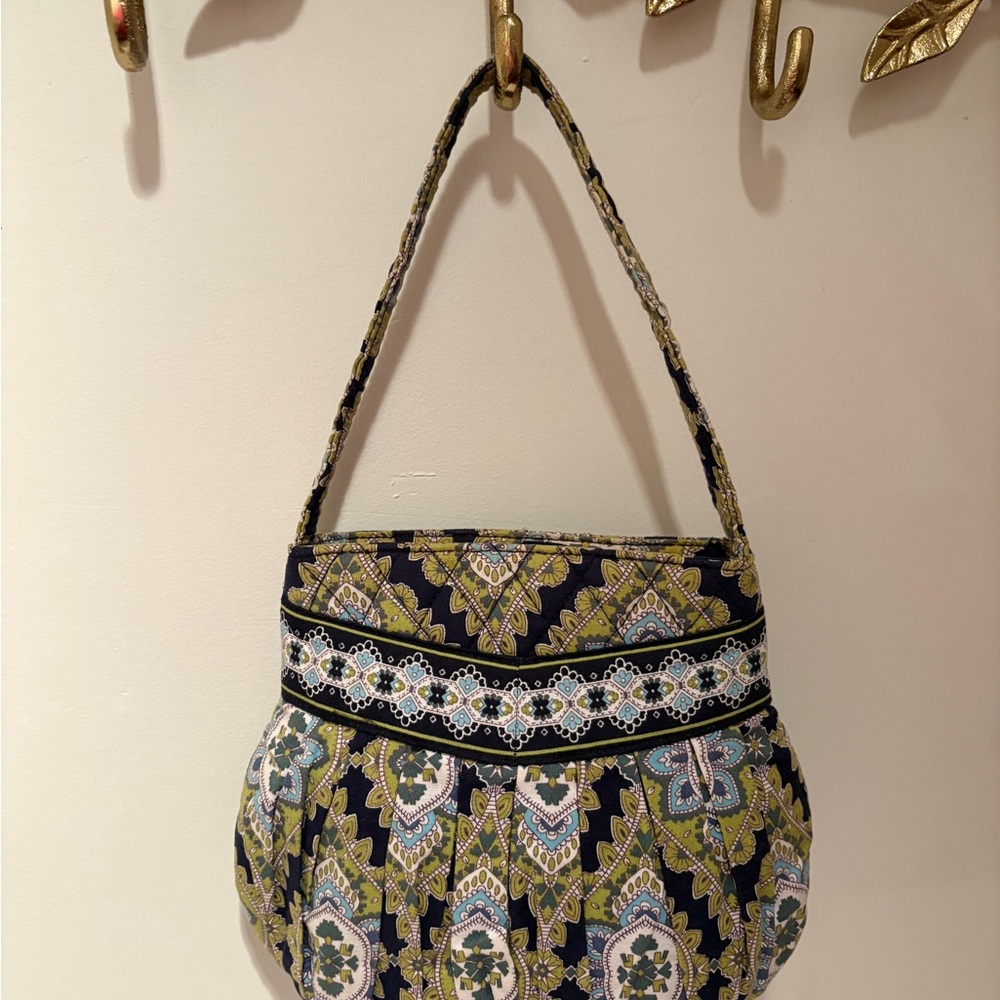 Vera Bradley Black and Green Patterned Shoulder Bag